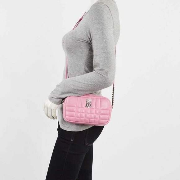 Burberry Primrose Pink Quilted Lambskin Leather Lola Mini Camera Bag - Picture 2 of 12